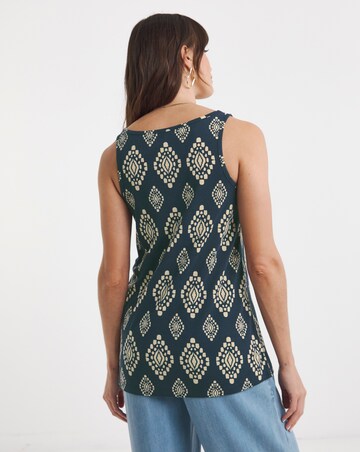 Pure Cotton Print/Red 2 Pack Sleeveless Swing Vests