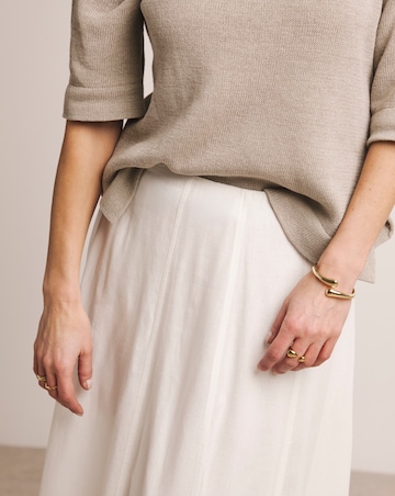 Anthology White Linen Seam Detail Maxi Skirt