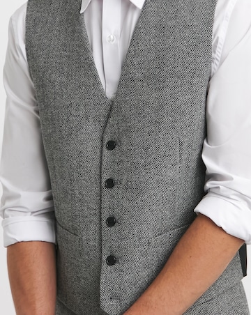 Herringbone Tweed Reg Fit Waistcoat