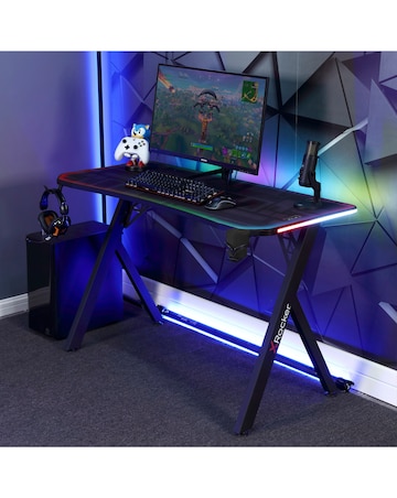 X Rocker Lumio Compact Gaming Desk with 3-Sided App-Controlled LED Lighting