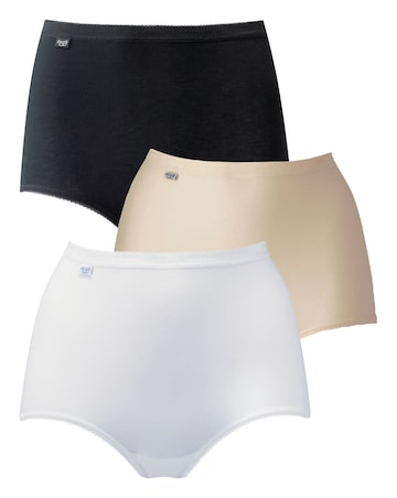 Sloggi (3 Pack) Basic Maxi Cotton Knickers White/Black/Skin