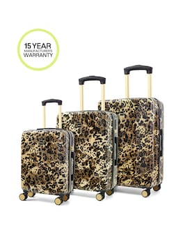 Rock Savannah Leopard 3pc Suitcase Set