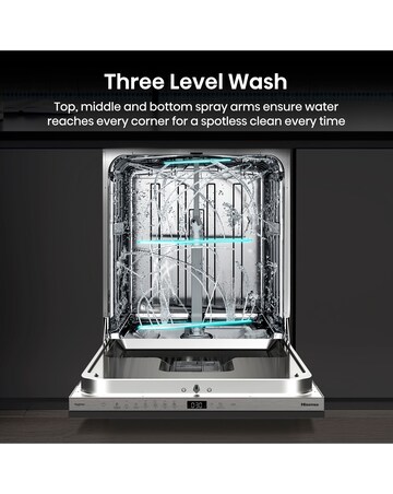 Hisense HV16CUK Fully Integrated Full Size Dishwasher 16 Place Settings Black