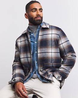 Faux Wool Check Zip Detail Shacket