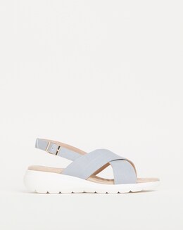 Cushion Walk Blue Linen Crossover Sandal- Wide Fit (E)