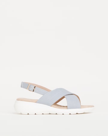 Cushion Walk Blue Linen Crossover Sandal- Extra Wide Fit (EEE)