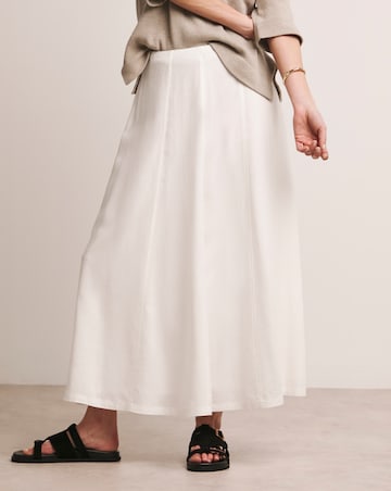 Anthology White Linen Seam Detail Maxi Skirt