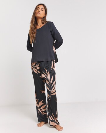 Figleaves Stretch Satin And Jersey Pyjama Set
