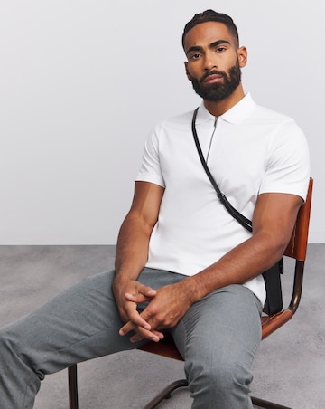Supima Zip Neck Polo- White