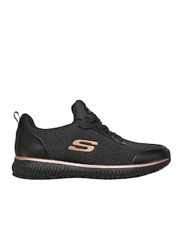 Skechers Black and Rose Gold Squad Work Wear Shoes- Standard Fit (D)