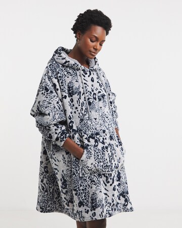 Oversized Leopard Print Hooded Lounge Dress
