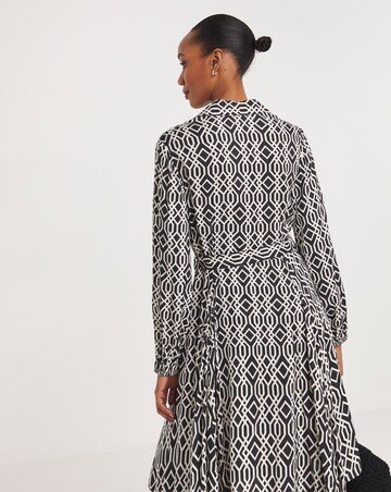 Long Sleeve Belted Swing Shirt Dress