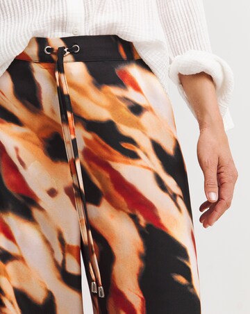 Printed Herringbone Wide Leg Trouser