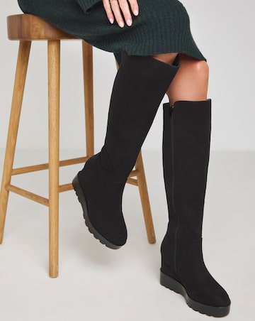 Leyner Stretch Wedge Knee High Boots - Extra Wide Fit (EEE) & Standard Calf