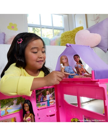 Barbie Dream Camper Playset with Roof Tent, BBQ Grill with Color-Change Feature