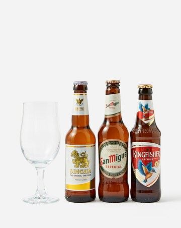 Brew House - World Lager Selection and Chalice Glass 3 x 330ml