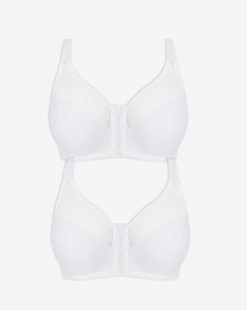 Pretty Secrets (2 Pack) Cotton Lace Front Fastening Non Wired Full Cup Bras