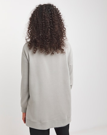Grey Side Zip Longline Sweatshirt