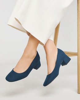 Heavenly Soles Catherine Low Block Heel Court Shoes - Extra Wide Fit (EEE)