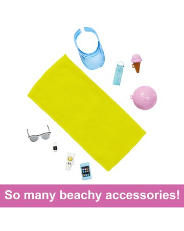 Barbie Ken Doll with Swim Trunks and Beach-Themed Accessories