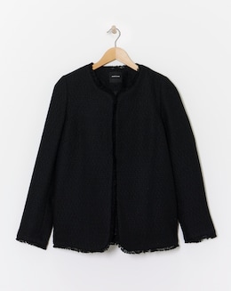 Collarless Boucle Blazer
