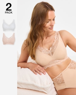 Pretty Secrets (2 Pack) New Ella Full Cup Non Wired Bras (B-G) Blush/White
