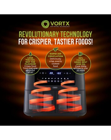 Tower T17151 Vortx Vizion Dual 8L Basket Digital Air Fryer
