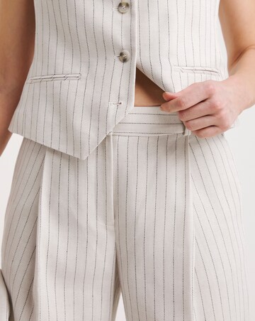 Pinstripe Linen Wide Leg Trousers