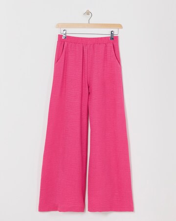 Pink Textured Wide Leg Palazzo Trousers