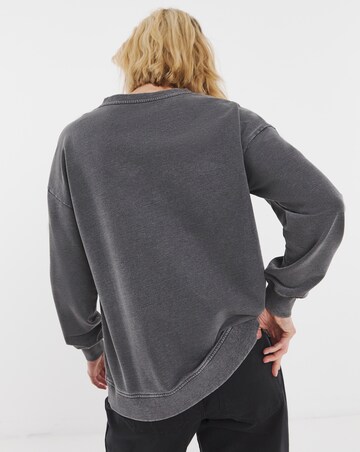 Acid Wash Henley Sweatshirt