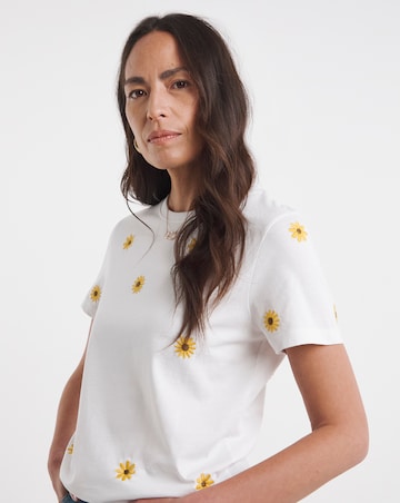 Pure Cotton Floral Embriodered T-Shirt
