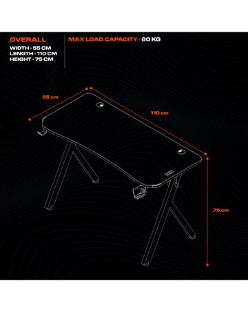 X Rocker Lumio Compact Gaming Desk with 3-Sided App-Controlled LED Lighting