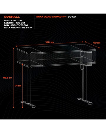 X Rocker Ascend Height Adjustable Desk Black