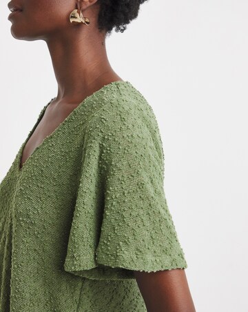 Khaki Boucle Angel Sleeve Top