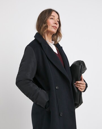 Navy Hybrid Bomber Longline Coat