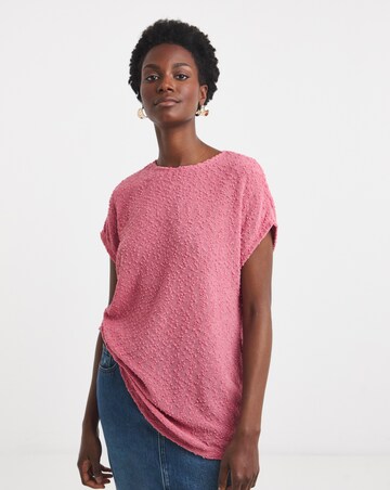Boucle Longline Curved Hem Top