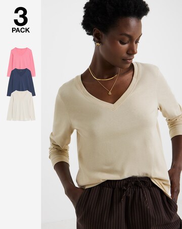3 Pack V Neck Long Sleeve T-Shirts