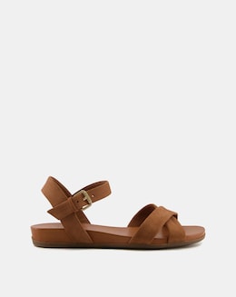Dune  London Cross Strap Comfort Nubuck Sandals Wide Fit