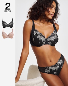 Pretty Secrets (2 Pack) Libby Full Cup Bras (B-G) Almond/Black