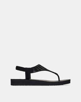 Skechers Black Meditation Toe Post Sling Back Sandals -Standard Fit (D)