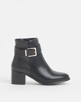 Cushion Walk Block Heel Buckle Boot Wide E Fit