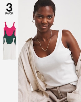 Green White &amp; Pink 3 Pack Vest