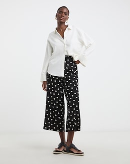 Printed Cropped Wide Leg Culotte