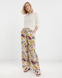 Linen Mix Wide Leg Trouser