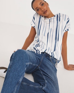 Multi Relaxed Short Sleeve Longline Top