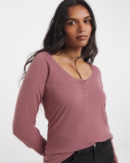 Simply Be Pink Lace Trim Top