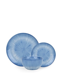 Waterside Blue Reactive Glaze 12 Piece Diner Set