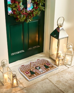 My Mat Printed Coir Christmas Gingerbread Cottage Doormat
