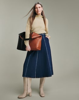 Mid Blue Wrap Midi Skirt
