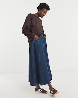 Mid Blue Denim Full Circle Skirt